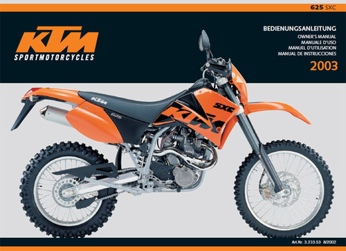 Product picture 2003 Ktm 625 Sxc Owners User Manual Download